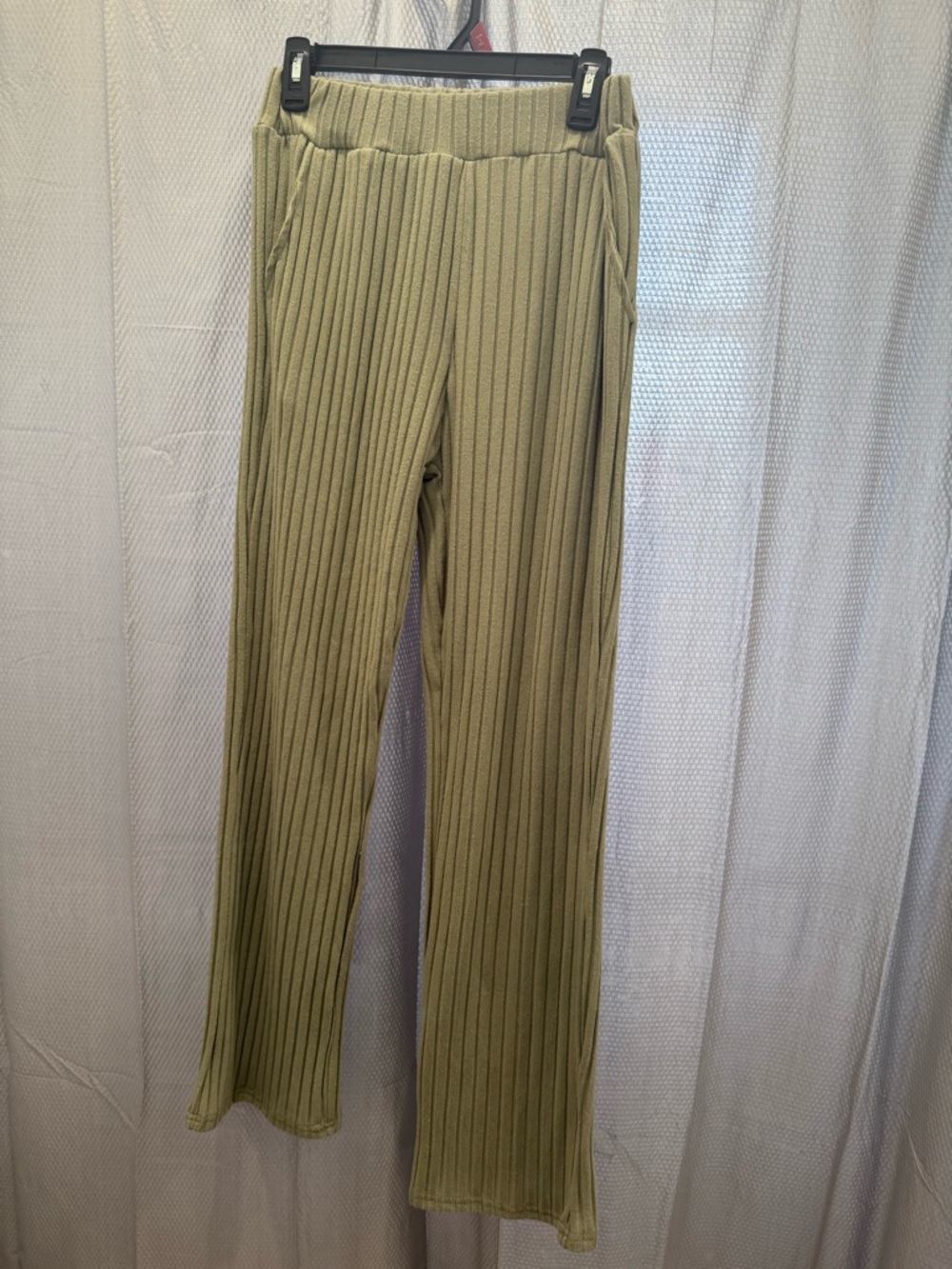 Ribbed Elastic-Waist Men’s Pants - Olive Green